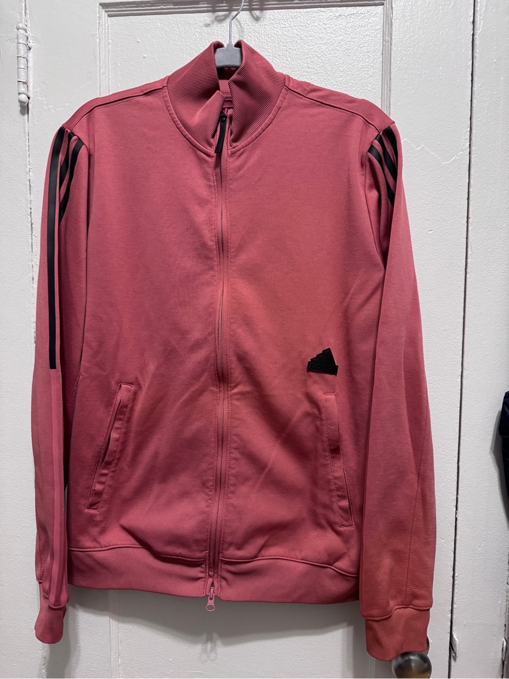 adidas Pink Zip-Up Athletic Jacket with Black Logo Patch